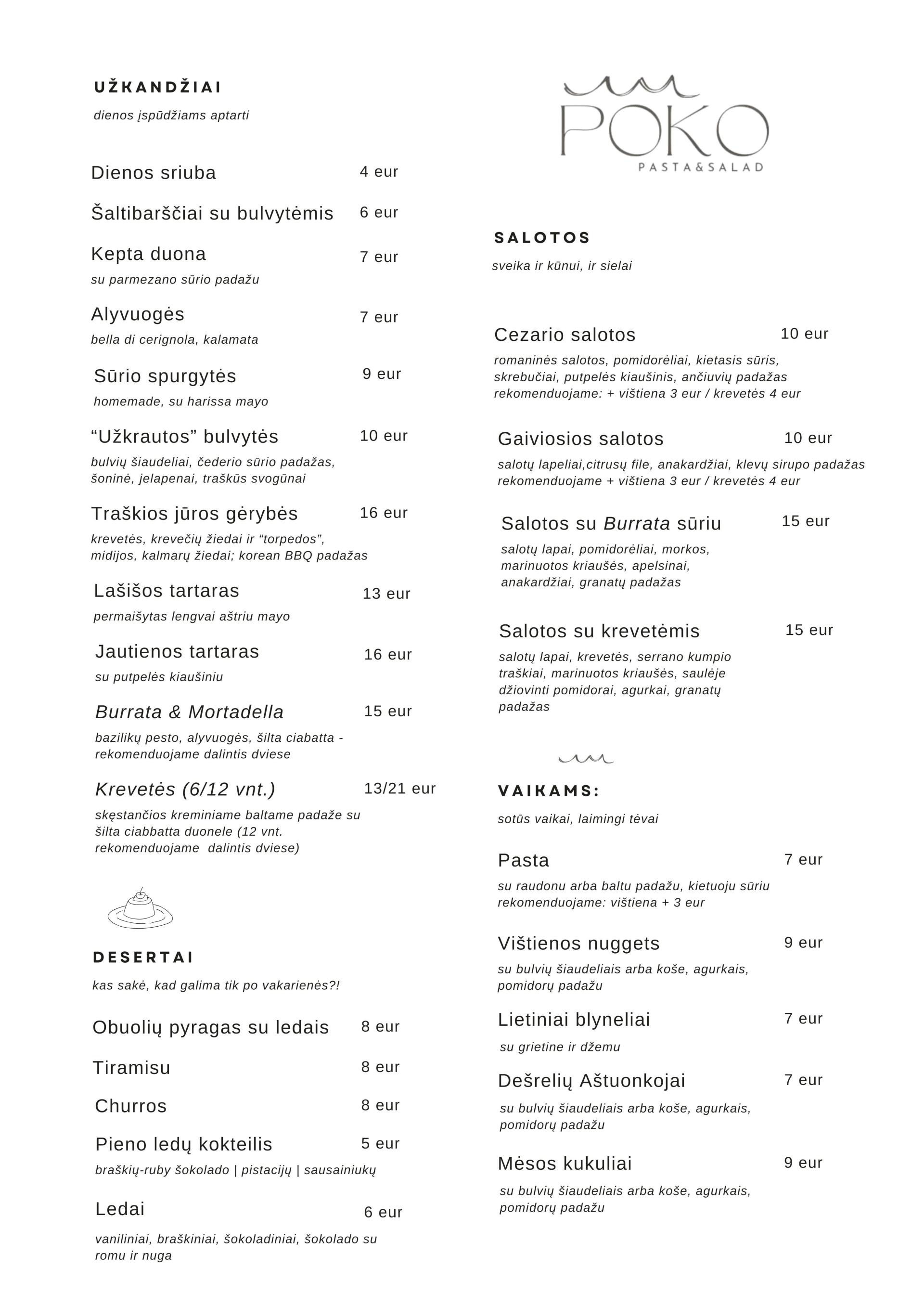 POKO Menu