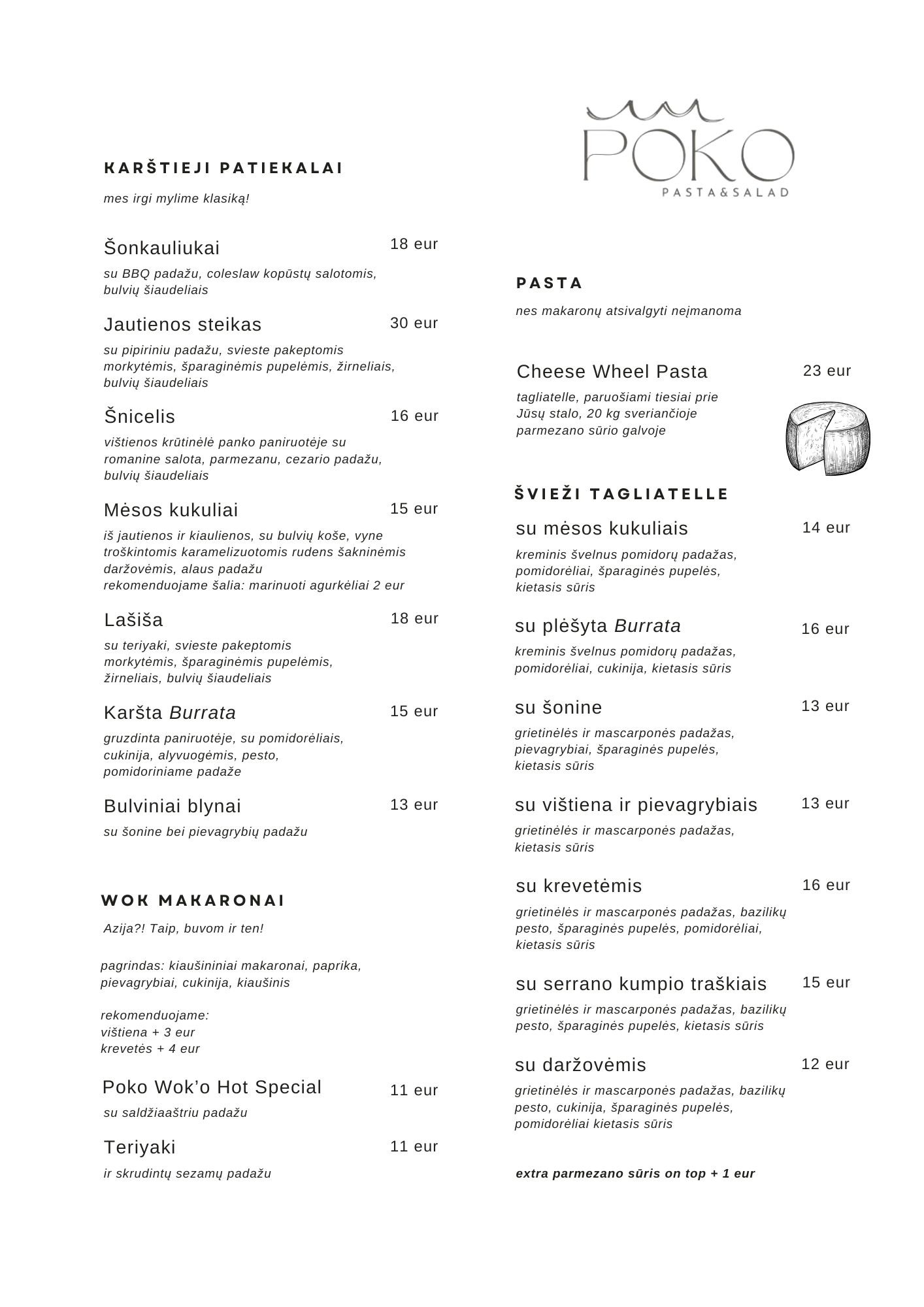 POKO Menu