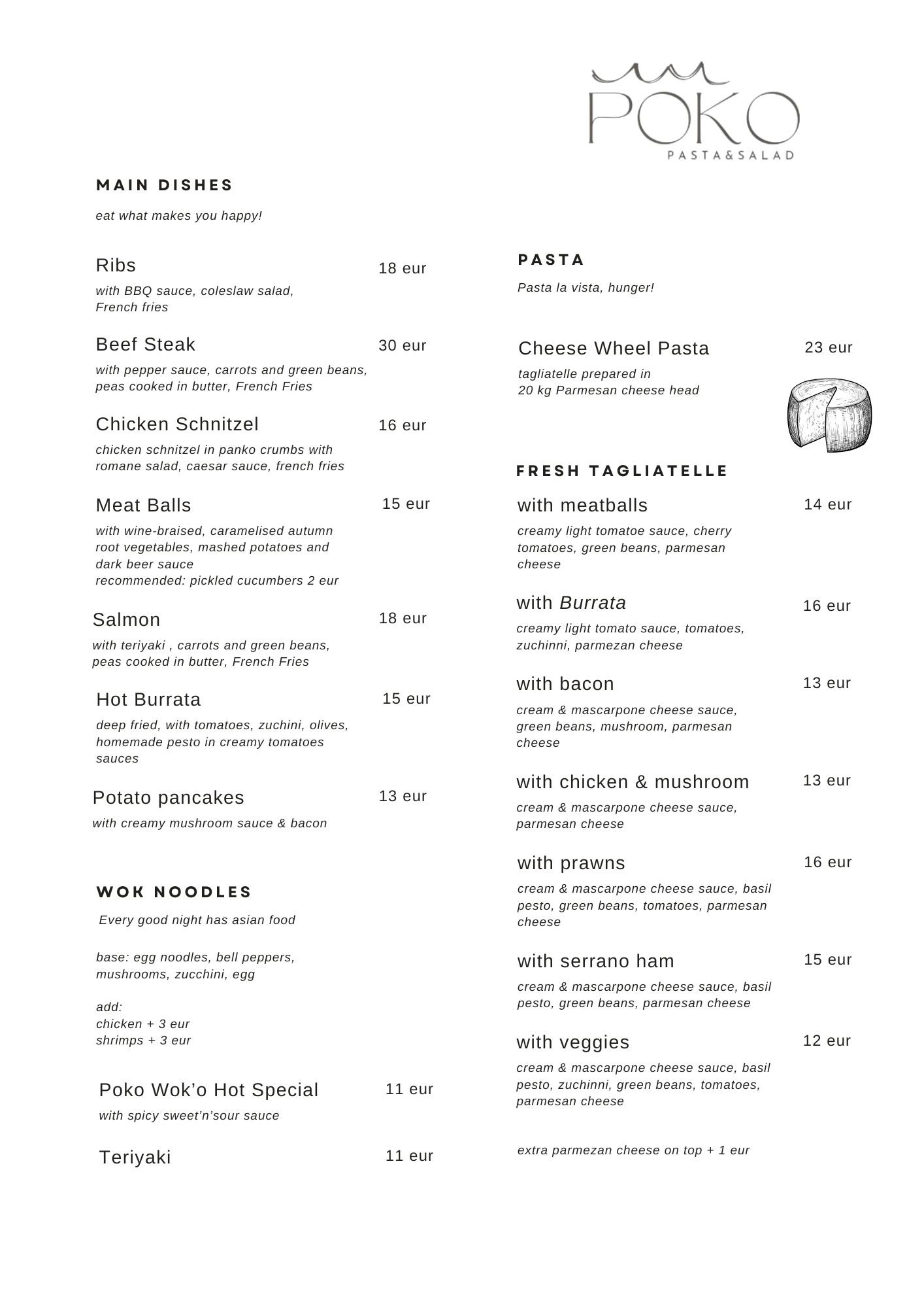 POKO Menu